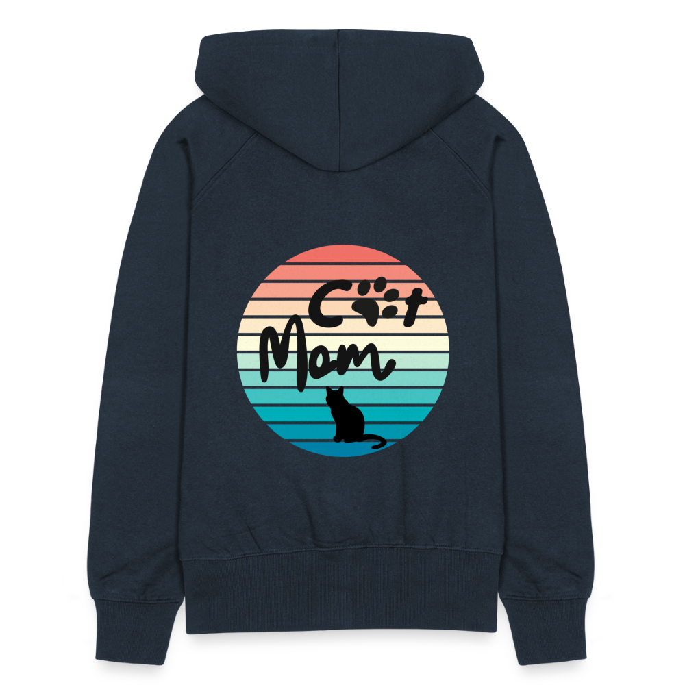 Frauen Premium Kapuzenjacke - Cat Mom - Navy