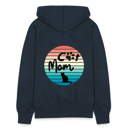 Frauen Premium Kapuzenjacke - Cat Mom - Navy