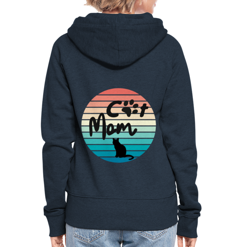 Frauen Premium Kapuzenjacke - Cat Mom - Navy