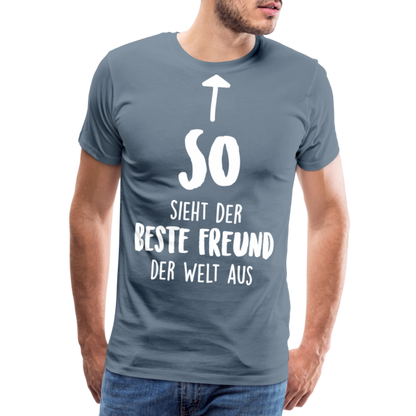 Männer Premium T-Shirt - Beste Freund Spruch - Blaugrau