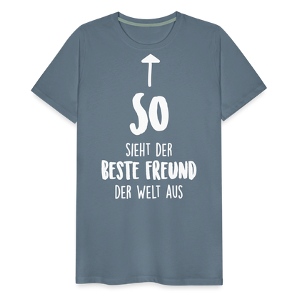 Männer Premium T-Shirt - Beste Freund Spruch - Blaugrau