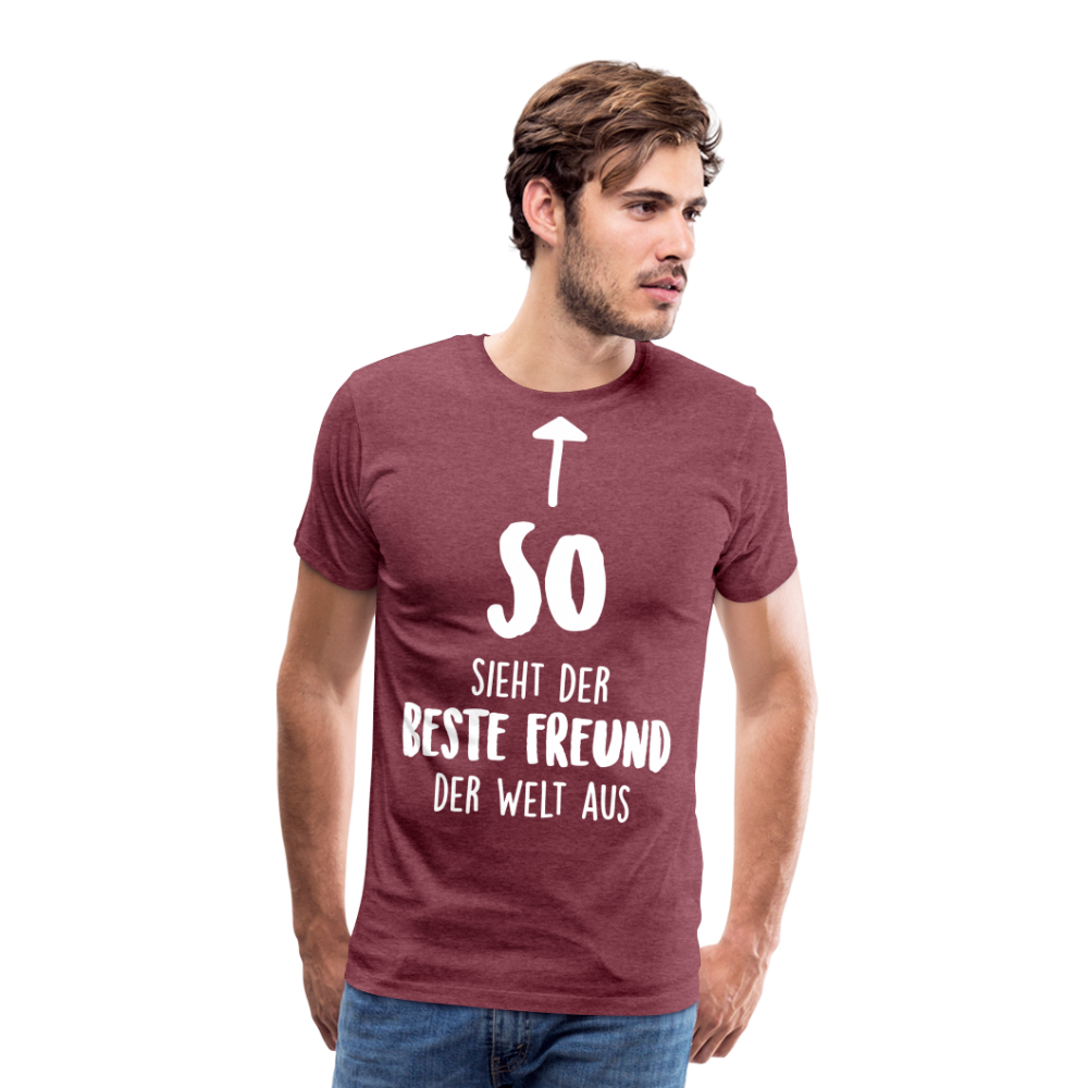 Männer Premium T-Shirt - Beste Freund Spruch - Bordeauxrot meliert