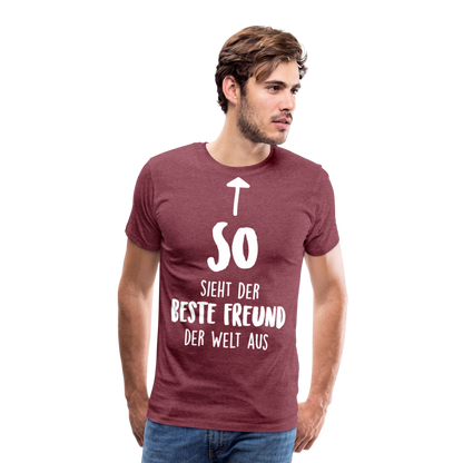 Männer Premium T-Shirt - Beste Freund Spruch - Bordeauxrot meliert