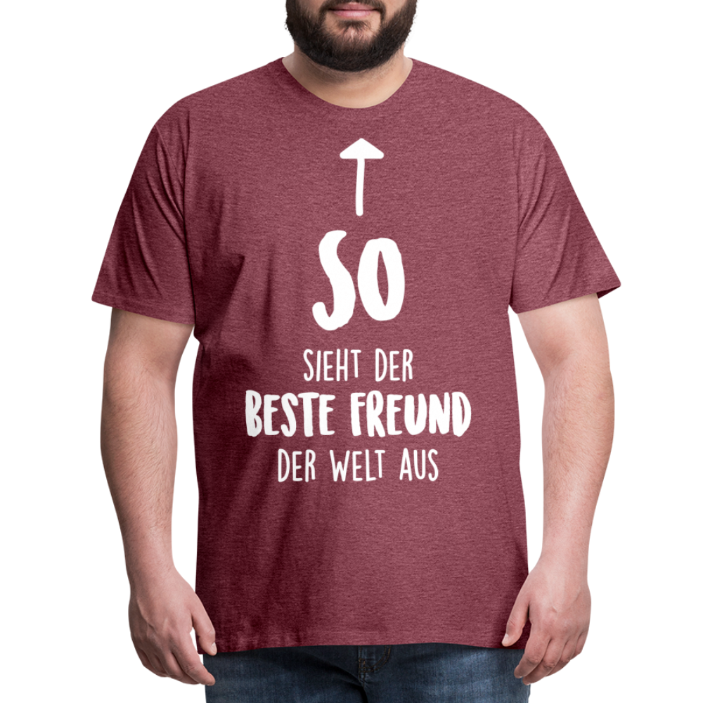 Männer Premium T-Shirt - Beste Freund Spruch - Bordeauxrot meliert