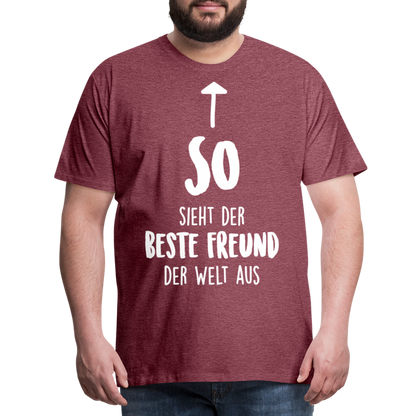 Männer Premium T-Shirt - Beste Freund Spruch - Bordeauxrot meliert