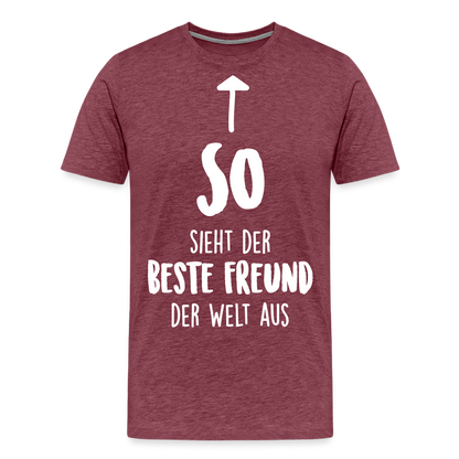 Männer Premium T-Shirt - Beste Freund Spruch - Bordeauxrot meliert