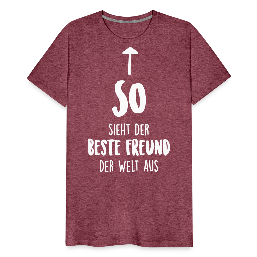 Männer Premium T-Shirt - Beste Freund Spruch - Bordeauxrot meliert