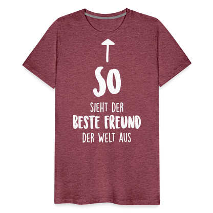 Männer Premium T-Shirt - Beste Freund Spruch - Bordeauxrot meliert