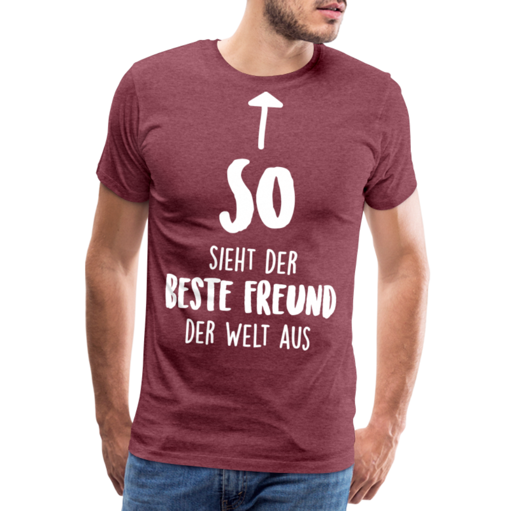 Männer Premium T-Shirt - Beste Freund Spruch - Bordeauxrot meliert