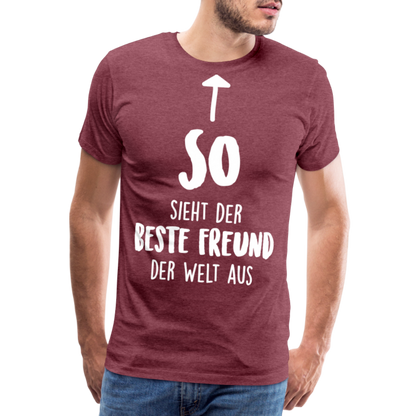 Männer Premium T-Shirt - Beste Freund Spruch - Bordeauxrot meliert