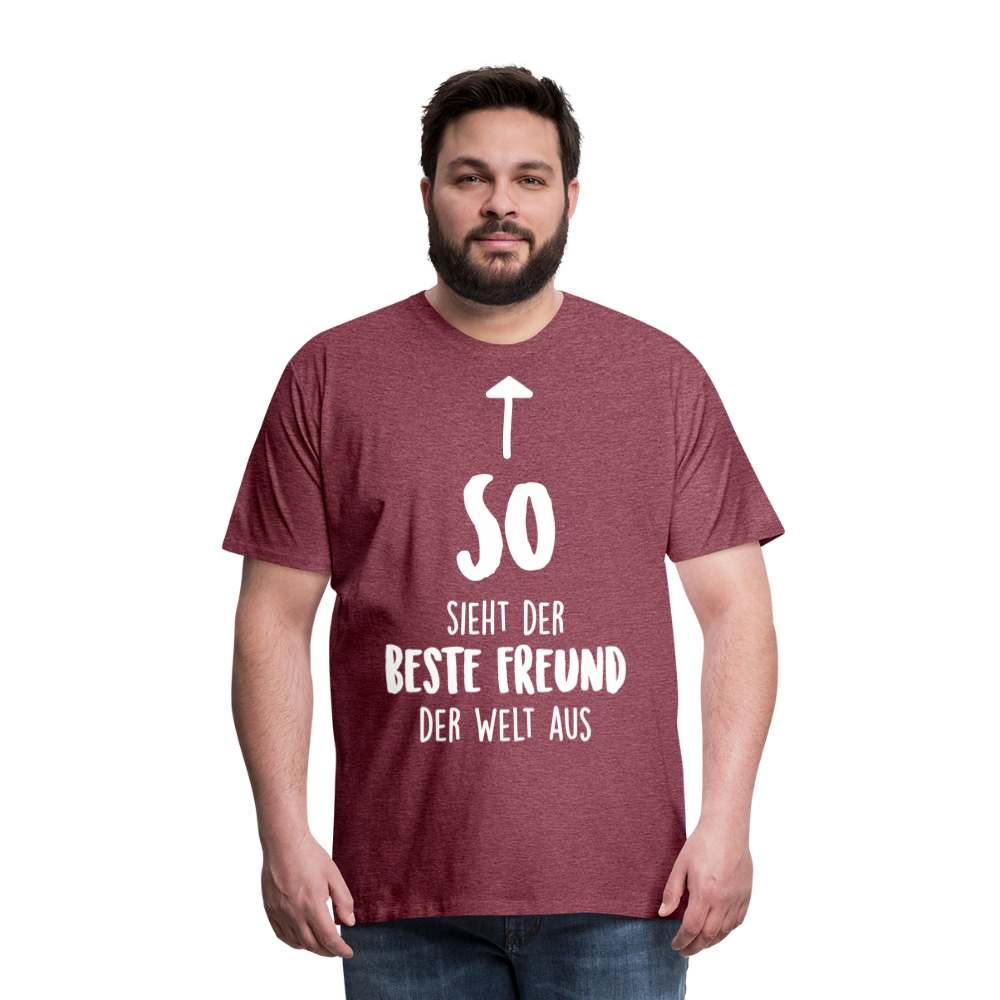 Männer Premium T-Shirt - Beste Freund Spruch - Bordeauxrot meliert