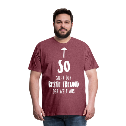 Männer Premium T-Shirt - Beste Freund Spruch - Bordeauxrot meliert