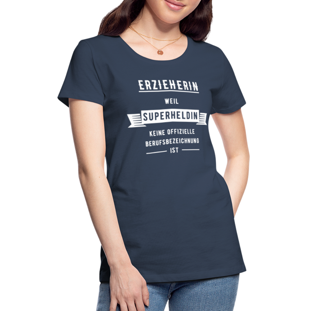 Frauen Premium T-Shirt - Superheldin - Navy