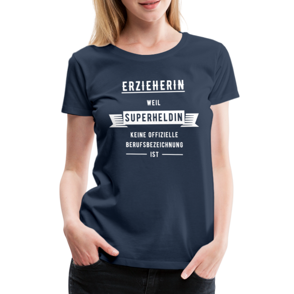 Frauen Premium T-Shirt - Superheldin - Navy