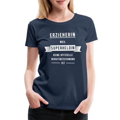 Frauen Premium T-Shirt - Superheldin - Navy