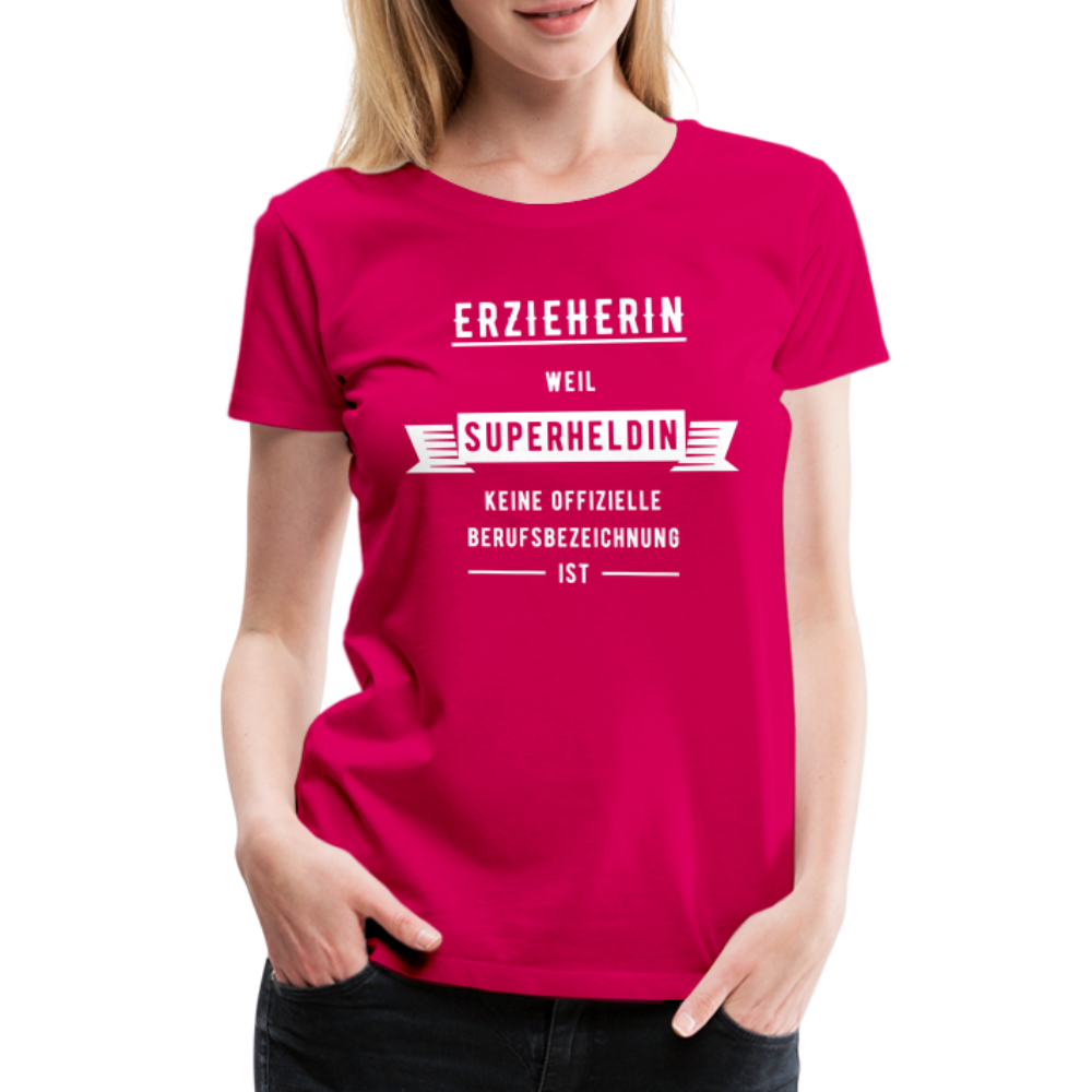 Frauen Premium T-Shirt - Superheldin - dunkles Pink