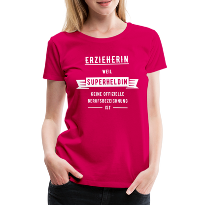 Frauen Premium T-Shirt - Superheldin - dunkles Pink