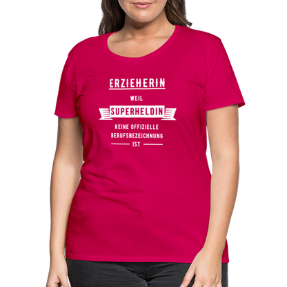 Frauen Premium T-Shirt - Superheldin - dunkles Pink