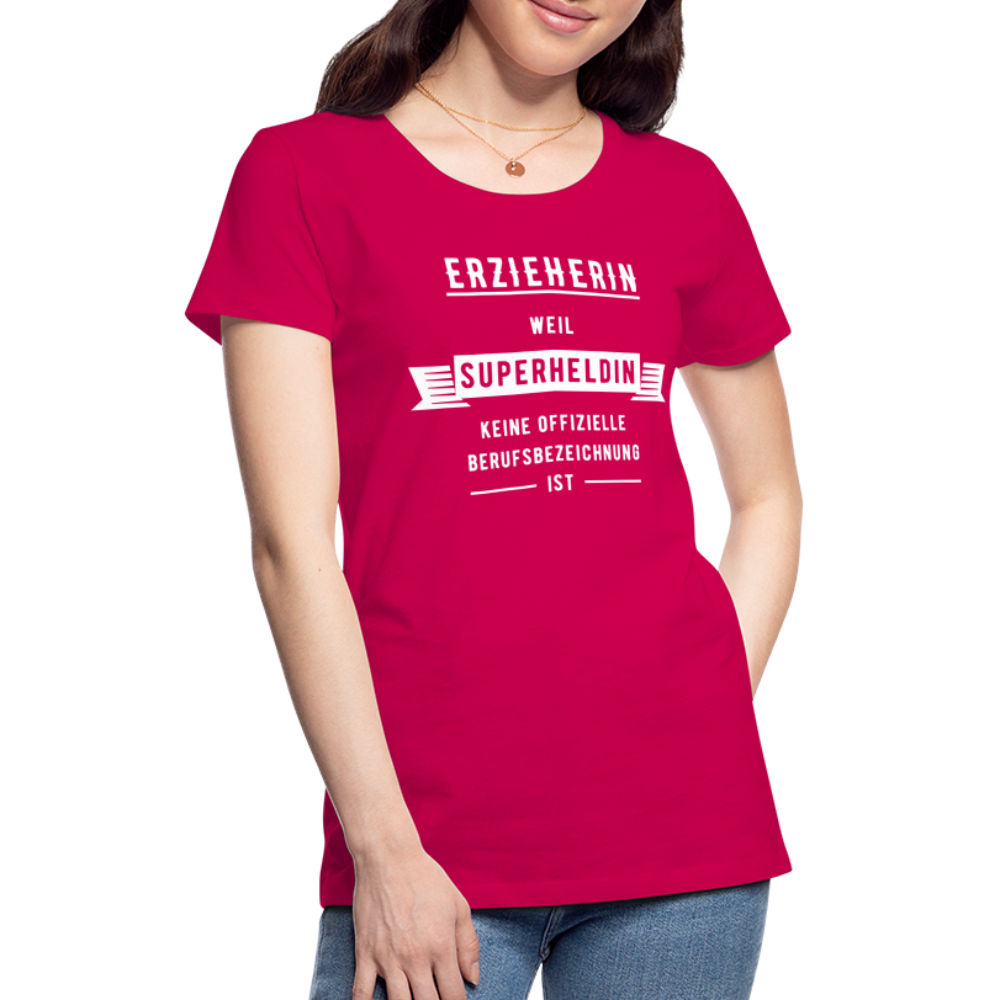 Frauen Premium T-Shirt - Superheldin - dunkles Pink