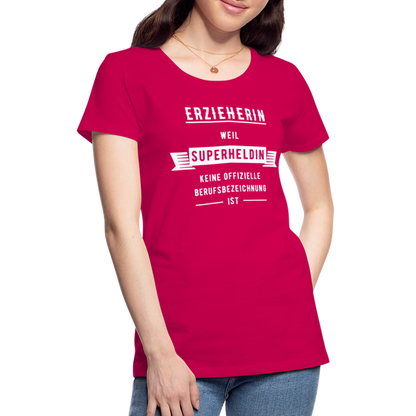 Frauen Premium T-Shirt - Superheldin - dunkles Pink