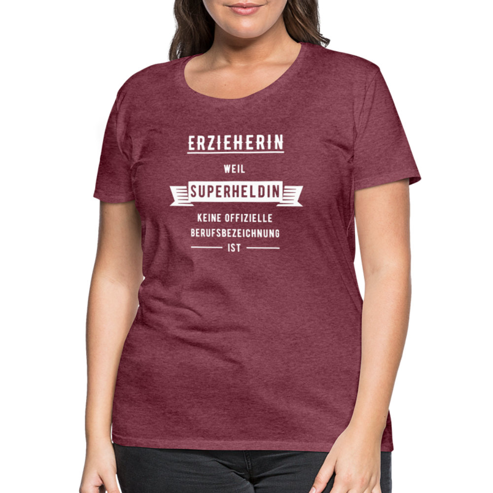 Frauen Premium T-Shirt - Superheldin - Bordeauxrot meliert