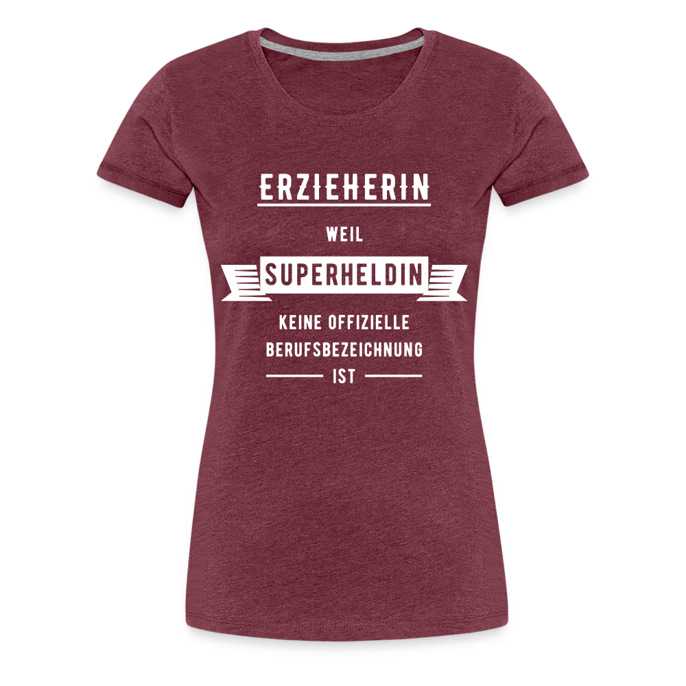 Frauen Premium T-Shirt - Superheldin - Bordeauxrot meliert