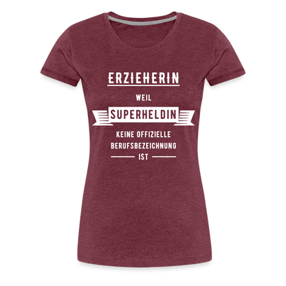 Frauen Premium T-Shirt - Superheldin - Bordeauxrot meliert