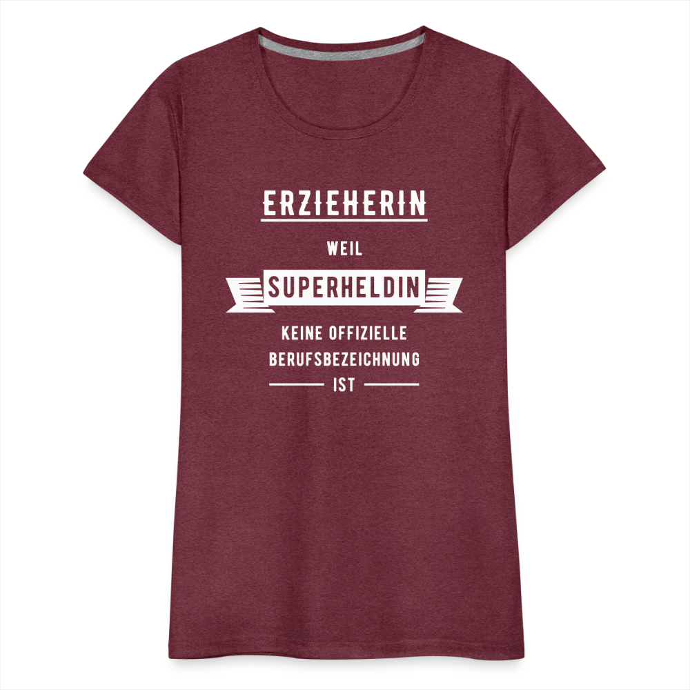 Frauen Premium T-Shirt - Superheldin - Bordeauxrot meliert