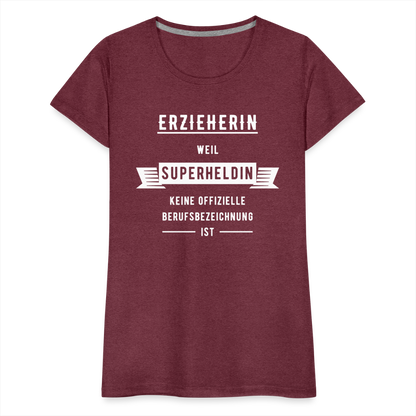 Frauen Premium T-Shirt - Superheldin - Bordeauxrot meliert