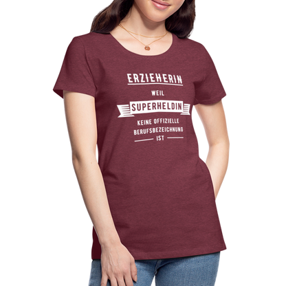 Frauen Premium T-Shirt - Superheldin - Bordeauxrot meliert