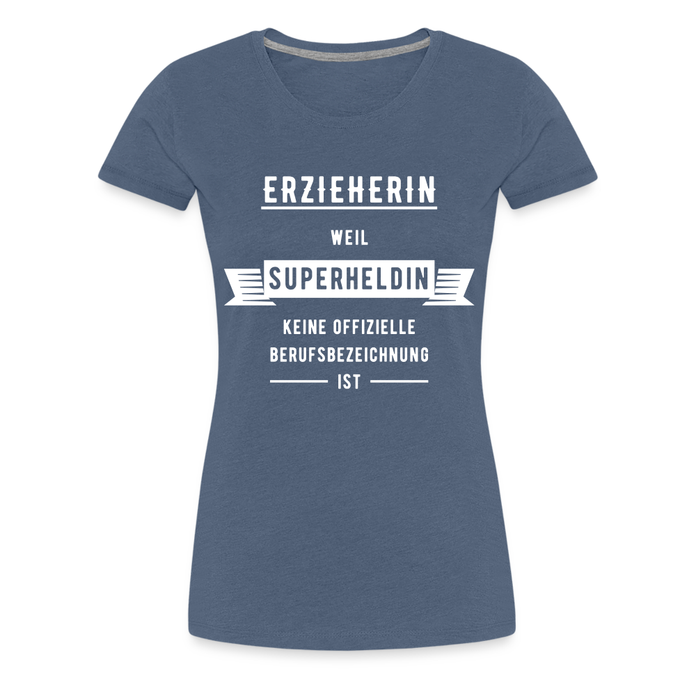 Frauen Premium T-Shirt - Superheldin - Blau meliert