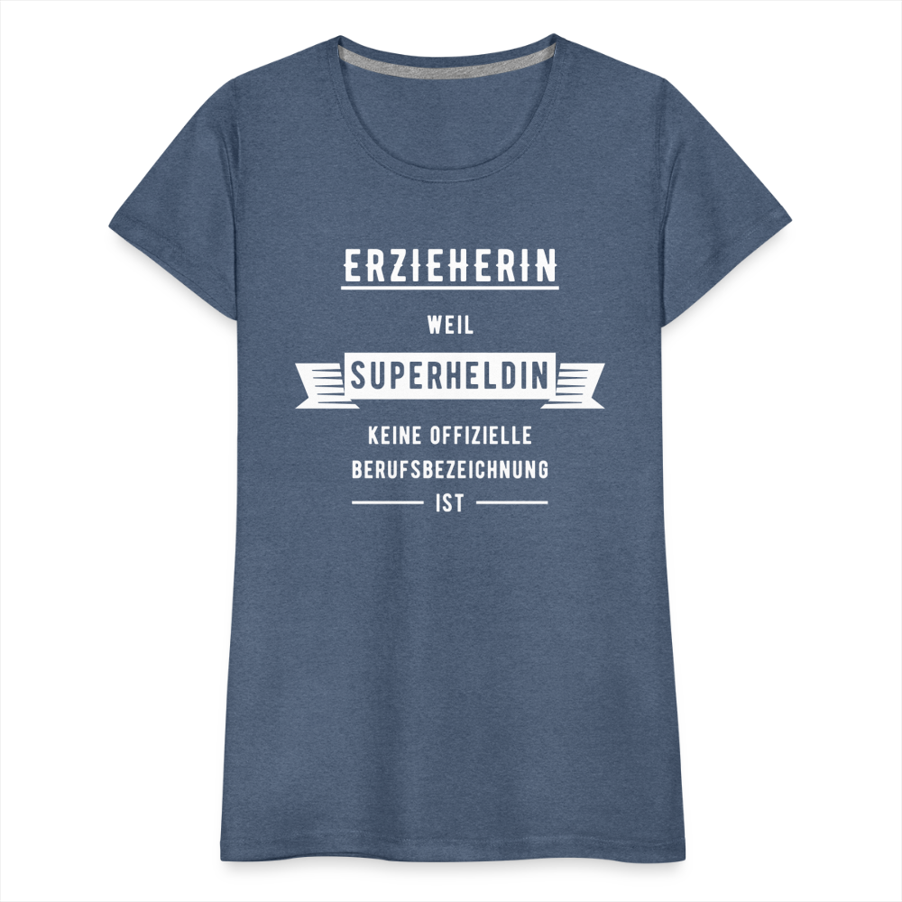 Frauen Premium T-Shirt - Superheldin - Blau meliert