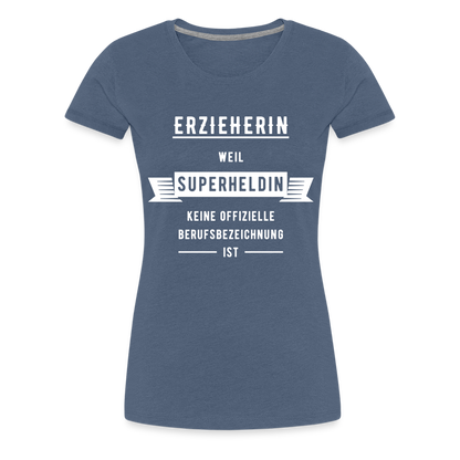 Frauen Premium T-Shirt - Superheldin - Blau meliert