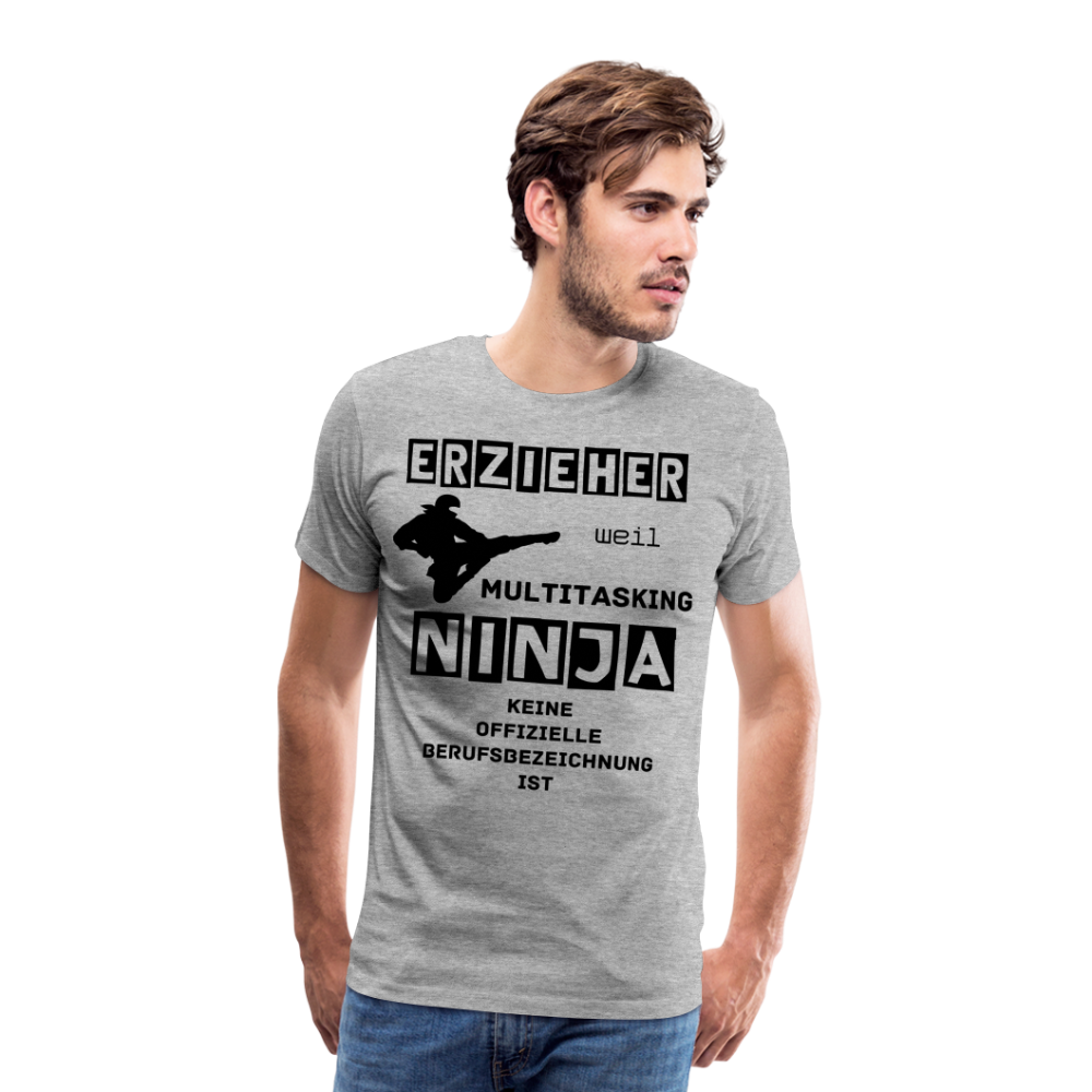 Männer Premium T-Shirt - Erzieher Ninja - Grau meliert