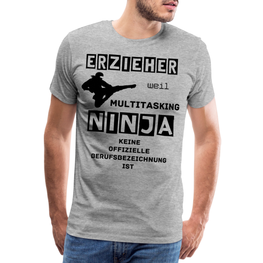 Männer Premium T-Shirt - Erzieher Ninja - Grau meliert