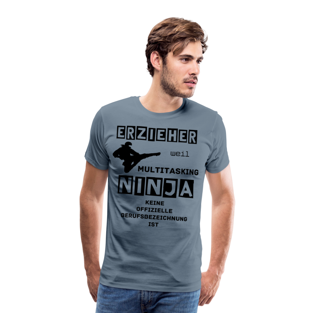 Männer Premium T-Shirt - Erzieher Ninja - Blaugrau