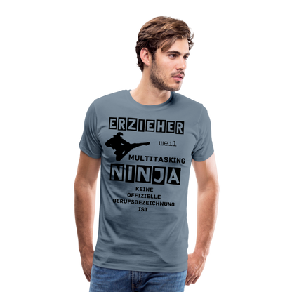 Männer Premium T-Shirt - Erzieher Ninja - Blaugrau