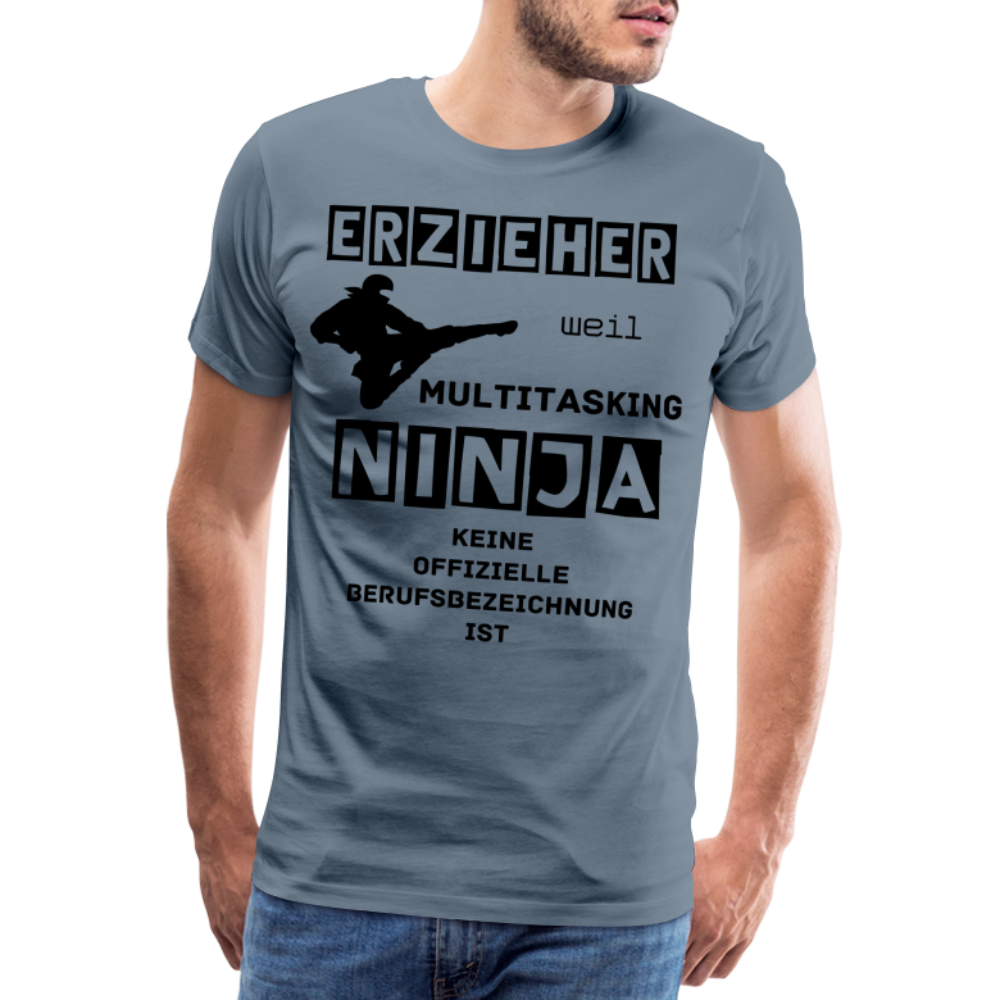 Männer Premium T-Shirt - Erzieher Ninja - Blaugrau