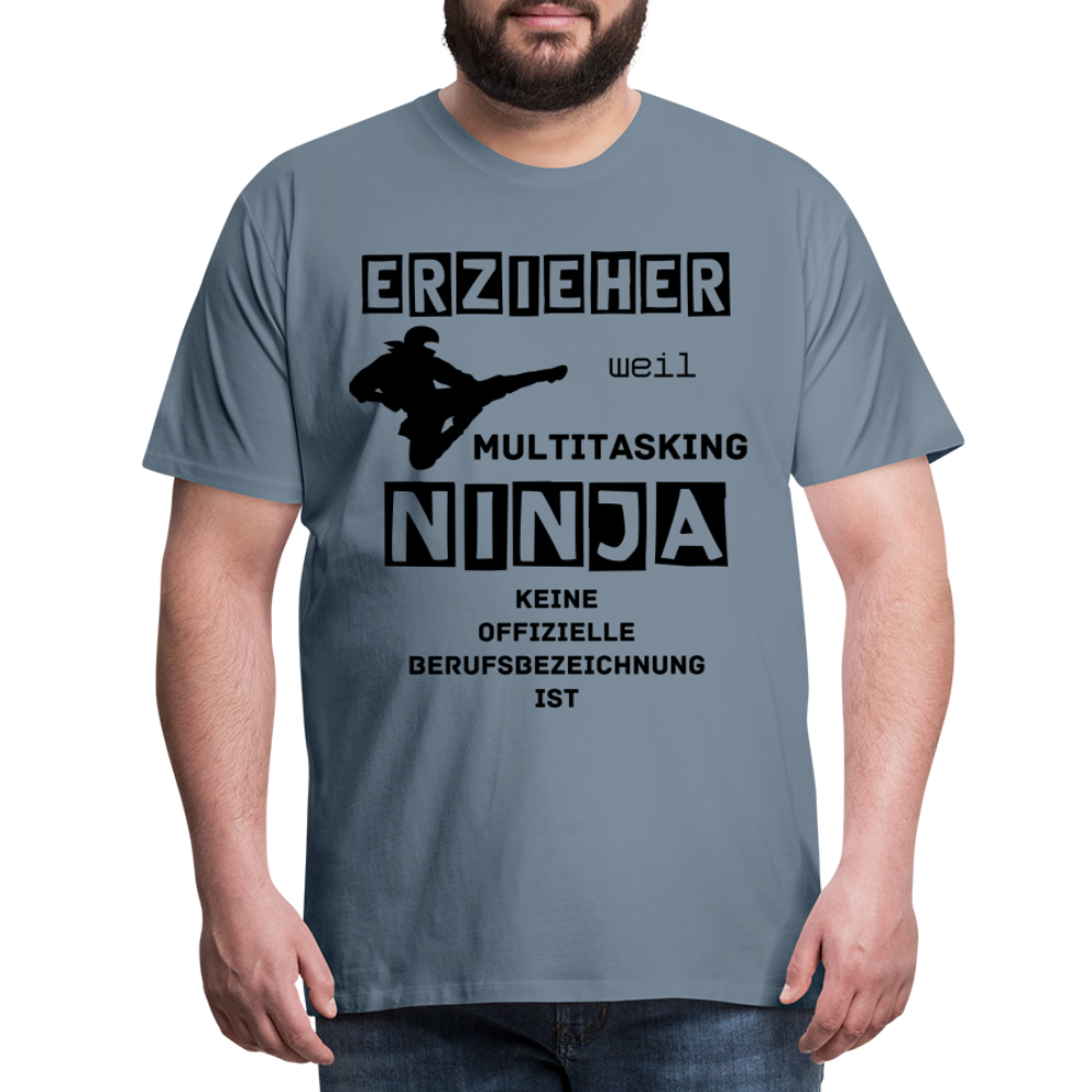 Männer Premium T-Shirt - Erzieher Ninja - Blaugrau