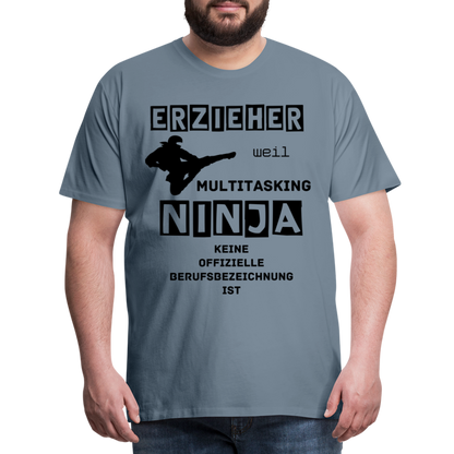 Männer Premium T-Shirt - Erzieher Ninja - Blaugrau