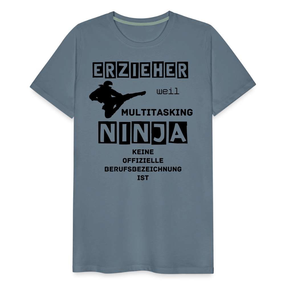 Männer Premium T-Shirt - Erzieher Ninja - Blaugrau