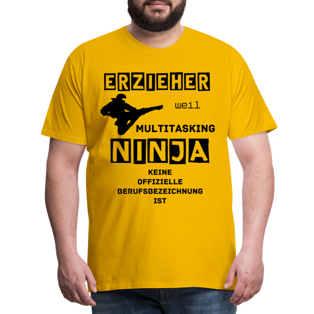 Männer Premium T-Shirt - Erzieher Ninja - Sonnengelb