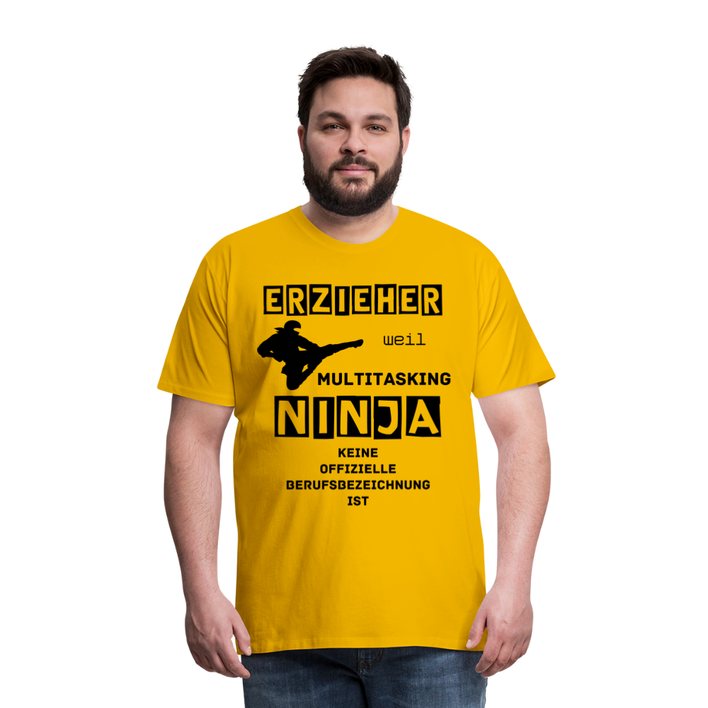 Männer Premium T-Shirt - Erzieher Ninja - Sonnengelb