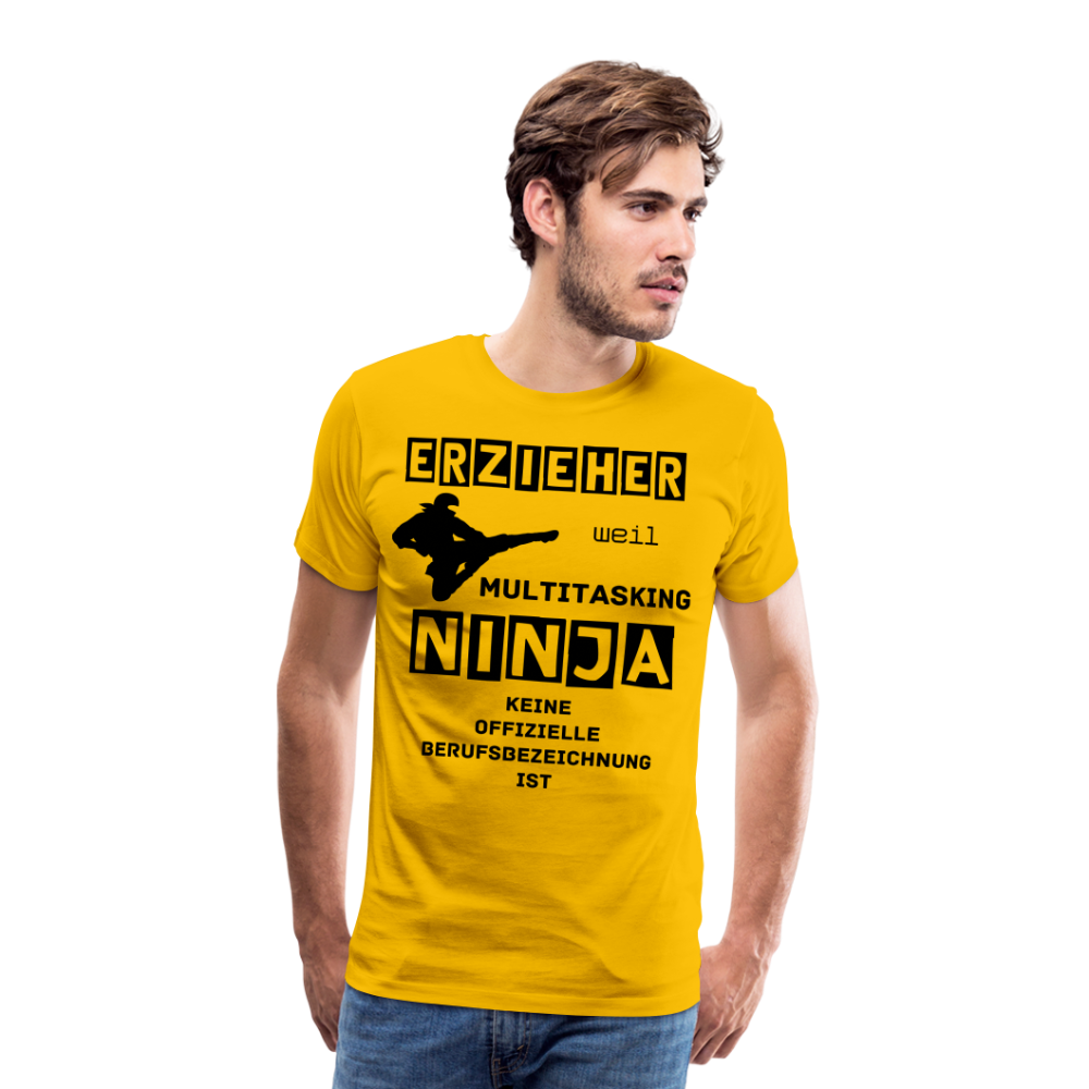 Männer Premium T-Shirt - Erzieher Ninja - Sonnengelb