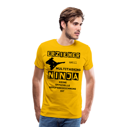 Männer Premium T-Shirt - Erzieher Ninja - Sonnengelb