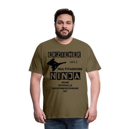 Männer Premium T-Shirt - Erzieher Ninja - Khaki