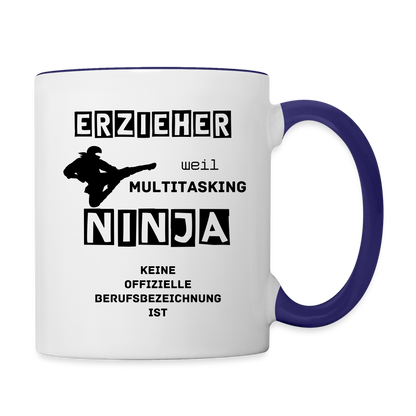 Tasse zweifarbig - Erzieher Ninja - Weiß/Kobaltblau