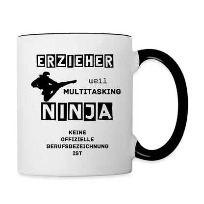 Tasse zweifarbig - Erzieher Ninja - Weiß/Schwarz