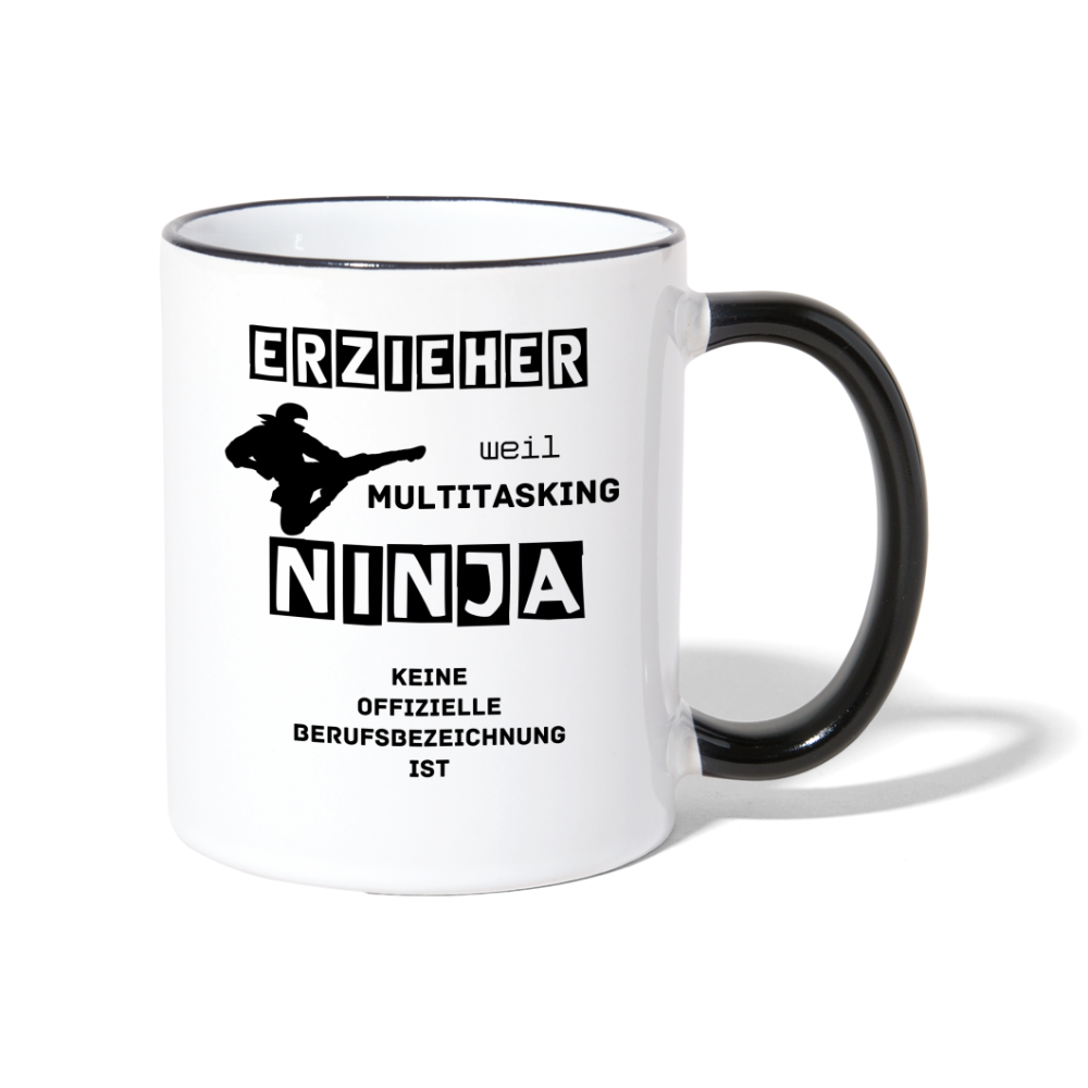 Tasse zweifarbig - Erzieher Ninja - Weiß/Schwarz