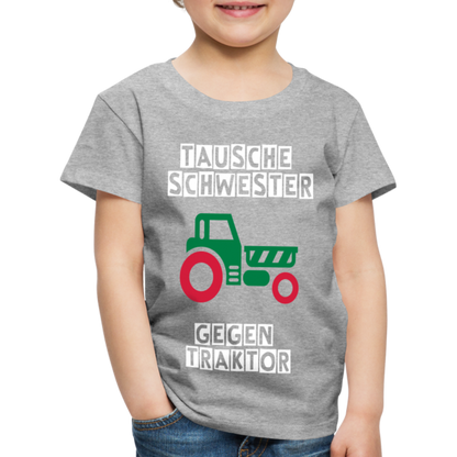 Kinder Premium T-Shirt - Tausche Schwester gegen Traktor - Grau meliert